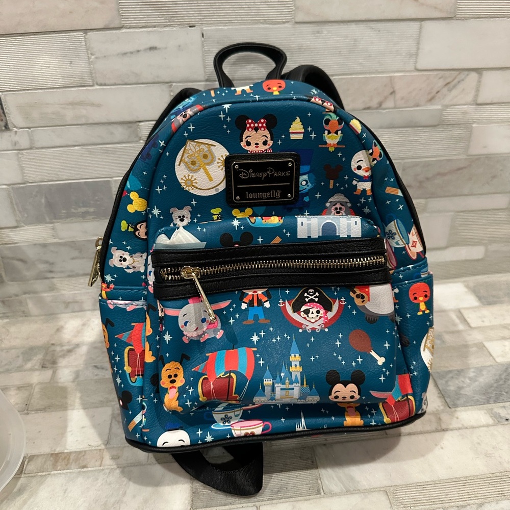 Loungefly Teal and White Striped Interior Backpack